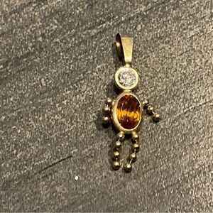 November Birthstone Boy Pendant with Citrine Gemstone. 30+ years old.